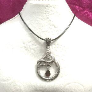 NEW Bali Legacy Sterling Silver Snake Garnet Pendant 925